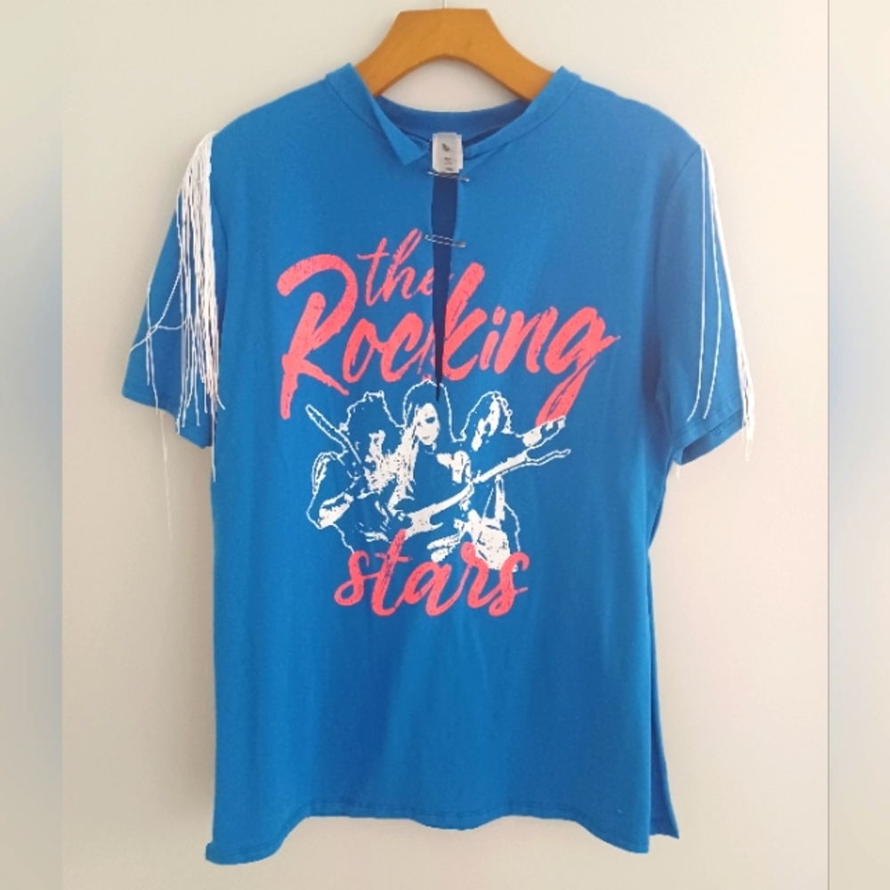 Rock Star Tshirt White Fringe Paperclips (Brand New)